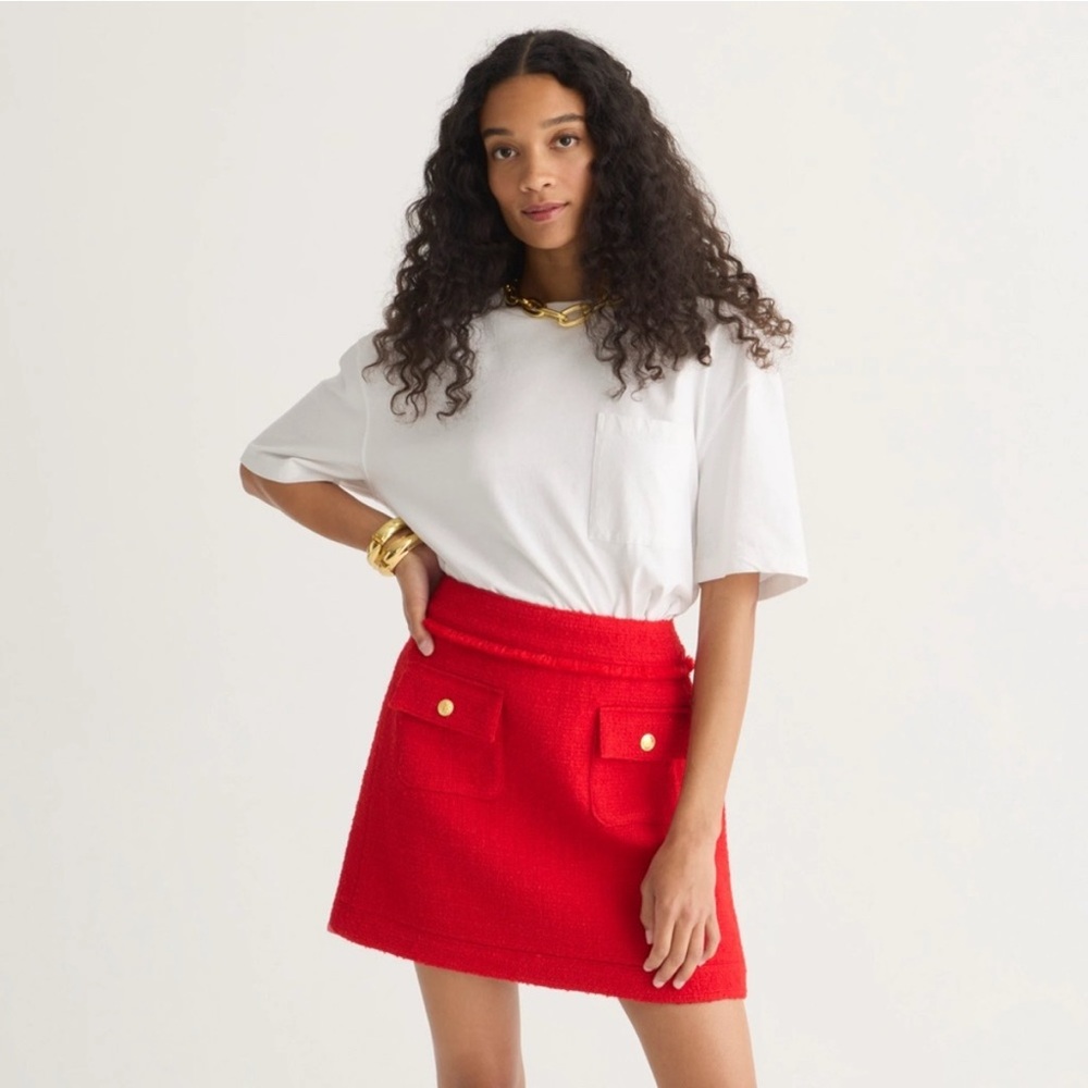 J Crew Patch Pocket Mini Skirt Maritime Tweed 00 NWT